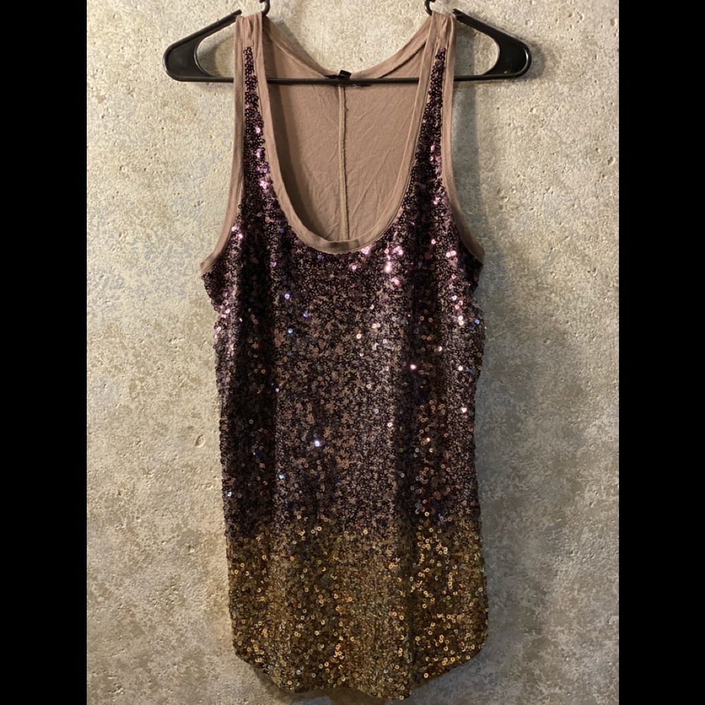 Express size M hombre sequined top cotton w bling!